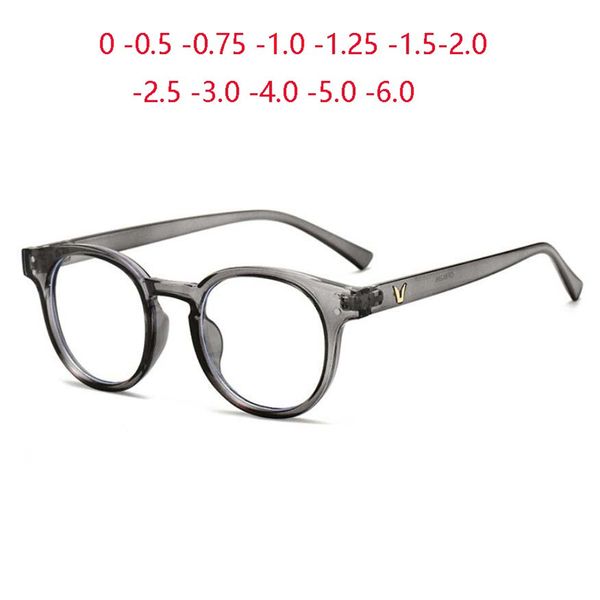 

sunglasses anti blue light computer optical glasses gray frame clear miror round myopia spectacle prescription 0 -0.5 -0.75 -1.0 to -6.0, White;black