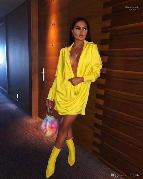 

club dresses deep v-neck stand collar draped dress womens spring mini dresses night, Black;gray