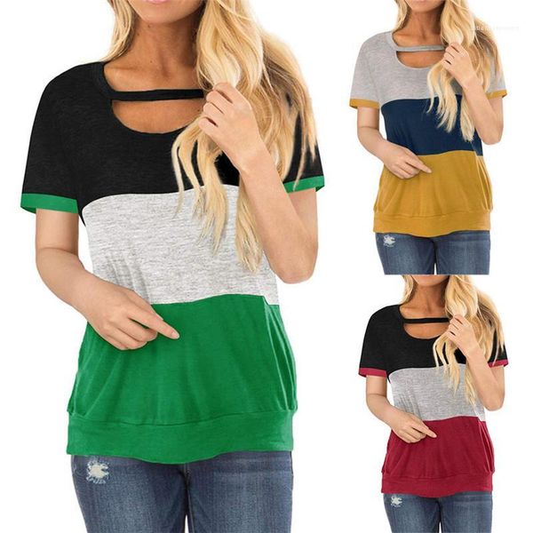 

womens summer tshirts short sleeve pullover womens street style loose casual female clothing contrast color, White