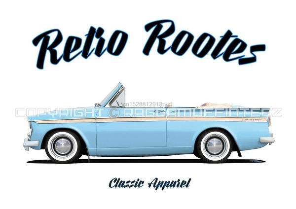

sunbeam rapier convertible t-shirt. retro rootes. classic car. modified