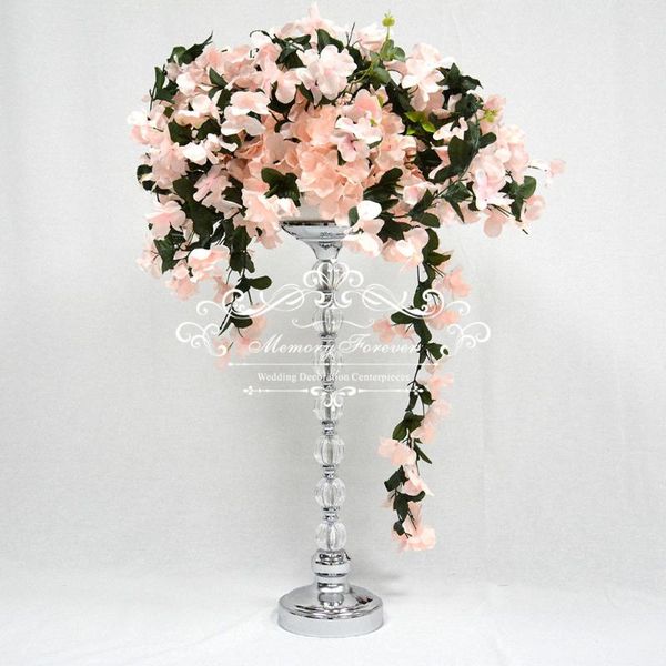 

party decoration 54cm tall crystal flower stand wedding acrylic metal candle holder candlestick marriage centerpiece rack
