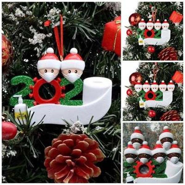

2020 quarantine christmas ornaments tree decorations resin face mask snowman family hanging santa claus gift multi styles 10 5hm h1
