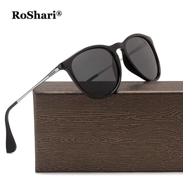 

roshari a29 fashion sunglasses women's men hd polarized vintage eyewear accessories cat eye sun glasses lunette soleil female, White;black