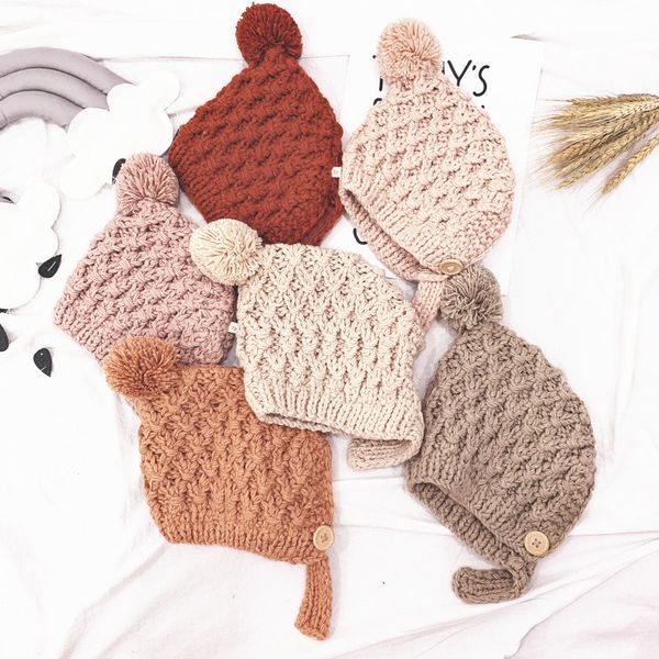 

beanies kids knitwear caps solid lovely boys girls elastic warm autumn winter hats born protection ear hat accessories 2021