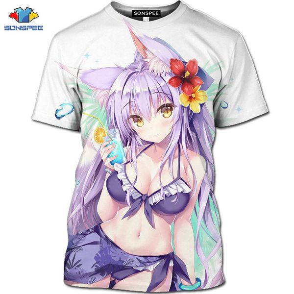 

anime girl men summer homme pullover 3d print shirts graphic harajuku aesthetic men clothing