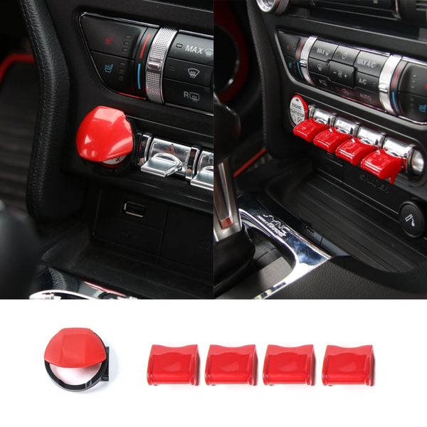 Ford Mustang 15+ iç aksesuarlar için kırmızı merkezi kontrol başlangıç ​​navigasyon düğme kapağı
