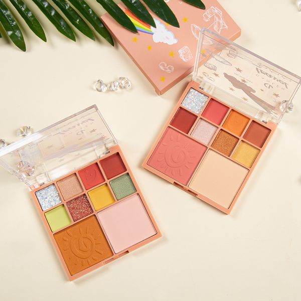 

dramatic party paletas de maquillaje long-lasting 10 color make up maquillage natural eye shadow disc blush eyeshadow compact