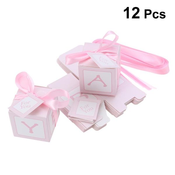 

12pcs wedding baby shower карты прошитой ленты печатные treat ящики для партии сувениры