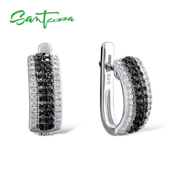 

santuzza круглых черные камни 925 серебро серьга ювелирных изделий серьги изящные ювелирные изделия для женщин серебряных серег серебра 925, Golden;silver