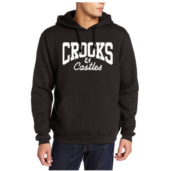 

mens crooks hoodie fashion letter printed long sleeve sweatshirts casual ribbed sportswear with letters design men's clothing size s-2x, Black