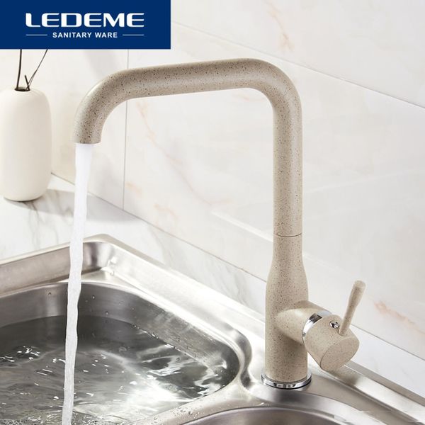

ledeme new kitchen faucet surface finishing brass black spray paint colorful brass main material kitchens faucets single handle t200424
