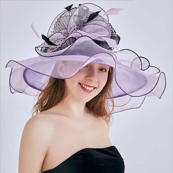 

wide brim hats wzcx 2021 korean version solid color foldable beach hat flower ruffle breathable women's summer cap, Blue;gray