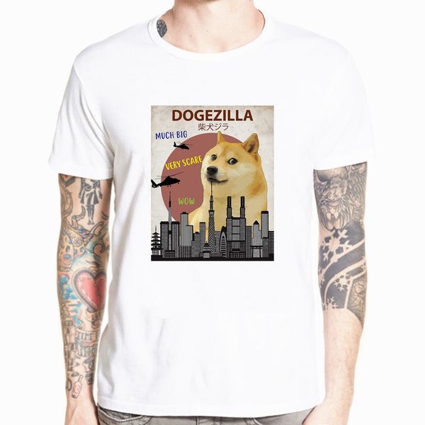 

горячие продажа мода смешные dogezilla t-shirt | смешные doge meme сиба-ину собака тис мужчины tshirt harajuku streetwear