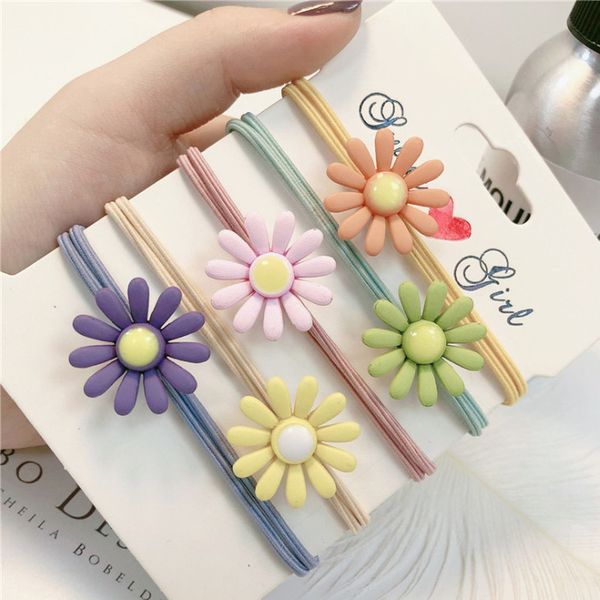 

5 pcs/set hair ties for girls headwear ponytail holder children's elastic hair bands women korean flower accessories 2020, Slivery;white
