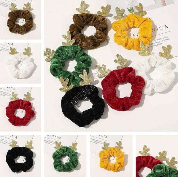 

women pleuche scrunchies christmas elk antlers scrunchy hair rope elastic hair tie ring designers ponytail holder girls hair bands d91701, Slivery;white