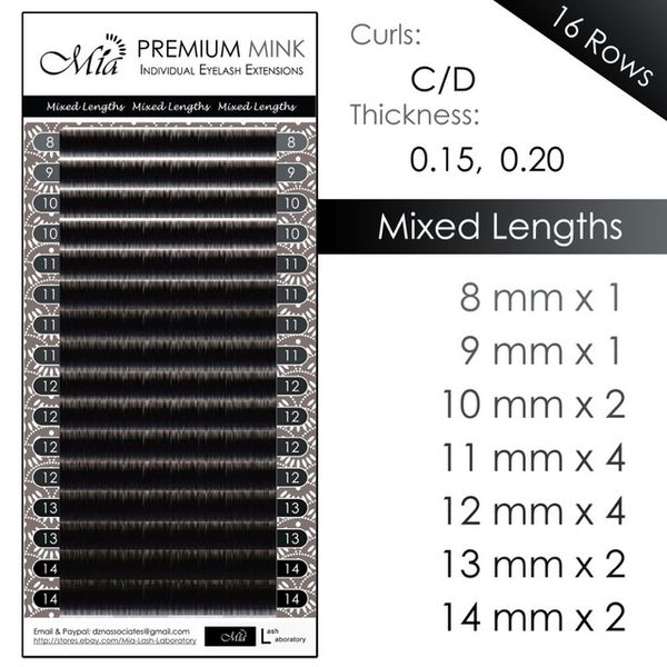 

false eyelashes [0.12/0/15 j/b/c/d/dd/d+/l] mia semi permanent synthetic mink eyelash extension round lash