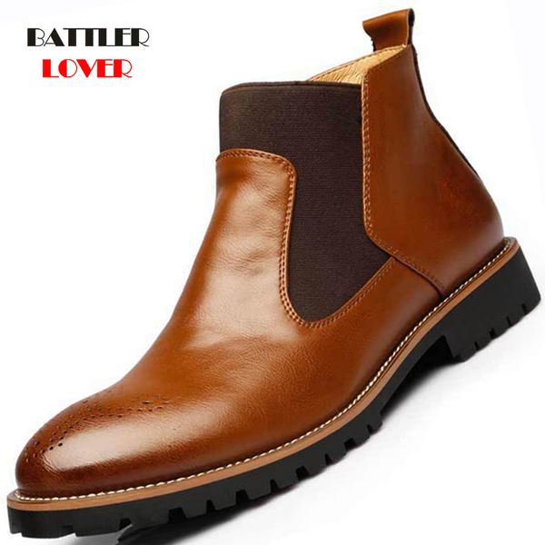 

2020 new men boots big size 38-46 vintage brogue college style mens shoes casual fashion lace-up winter warm boots for man brown, Black