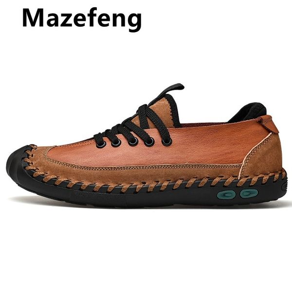 

new men leather casual shoes men's design handmade loafers man casual shoes leather moccasin boat sneakers, Black