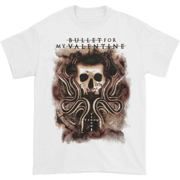 

bullet for my valentine men's snakes & skull t-shirt white printing apparel tee shirt