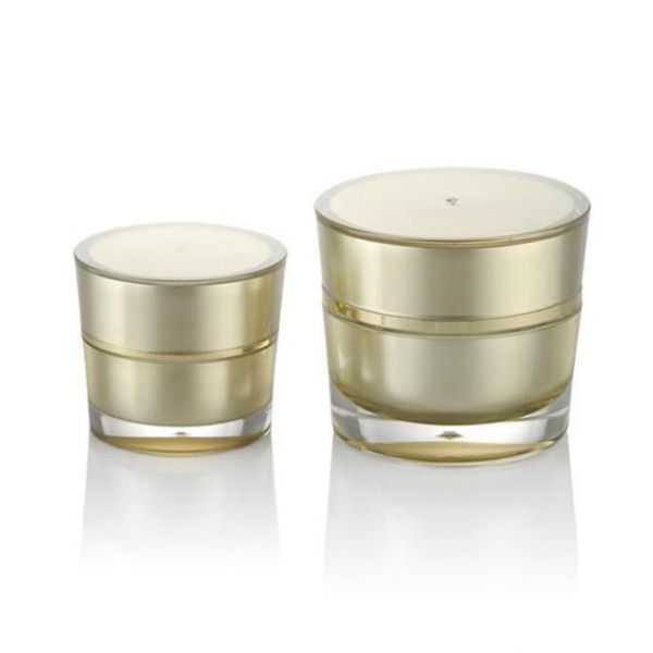 Ouro Acrílico cónico Cosmetic vazio Jar Pot Sombra Maquiagem Face Cream Plastic Container Bottle Capacity 5g 10g