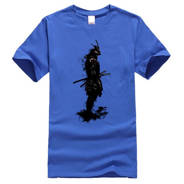 

watercolor bushido samurai japanese tshirts blue tees for men casual pure cotton tees clothing shirt for men junji ito
