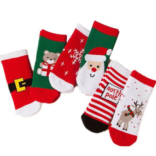 

baby christmas style pattern thicken breathable socks terry snowflake elk santa claus christmas bear socks for winter autumn, Pink;yellow