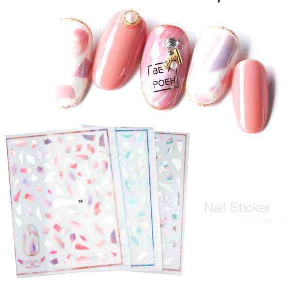 

stickers & decals 1 sheet marble stone 3d nail art transfer pink green white designs nails sticker decorations manicure z092, Black