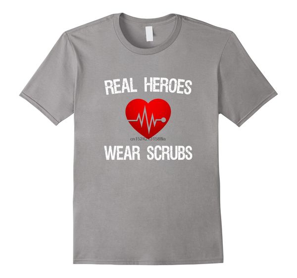 

real heroes wear scrub - funny superhero nurse tee shirt