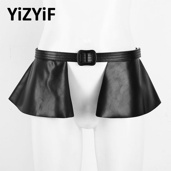 

new women skirt belt pu leather peplum belt adjustable buckle flounced skirt wide party dance costume decorative clubwear, Black;brown