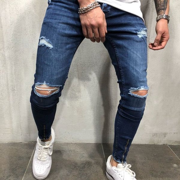 

men's jeans 2021 wish amazon summer fashion the man hole in, Blue