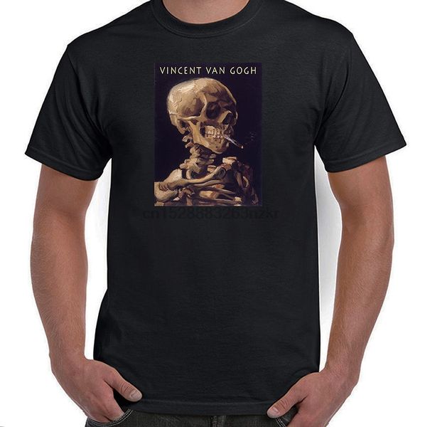 

skeleton smoking a cigarette skull vincent van gogh t-shirt all sizes nwt printed style tees male fitness brand clothing