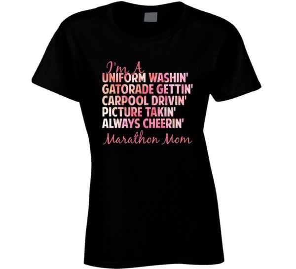 

marathon mom sports supporter fan ladies t shirt