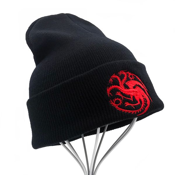 

beanie таргариен значок трехголовый дракона мужчины skullies зимняя шапка вязаная hip hop женщины теплая шапка bonnet