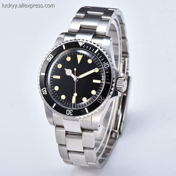 

retro 40mm automatic mechanical red dial mens watch stainless steel strap screw crown sport wrist watch a14, Slivery;brown