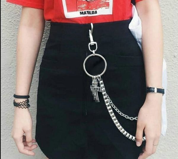 

мода панк хип-хоп модные мужчины женщины пояс талия цепи многослойные мужской брюки цепи горячие джинсы серебро металл аксессуары для одежды, Black;brown