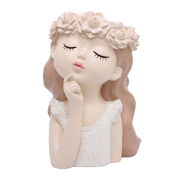 

смола сочной плантатор горшки мини размер, cute cartoon girl бонсай горшки для дома и офиса украшения рабочего стола подарки для детей