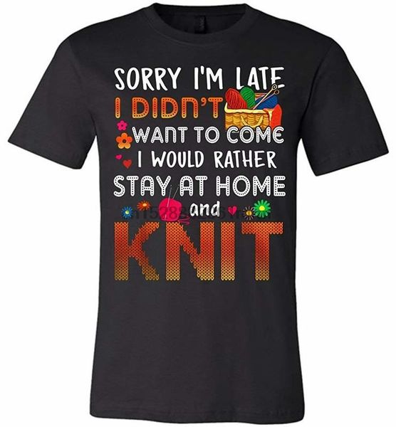 

clothing funny i would rather stay at home and knit t shirt knit lover gift