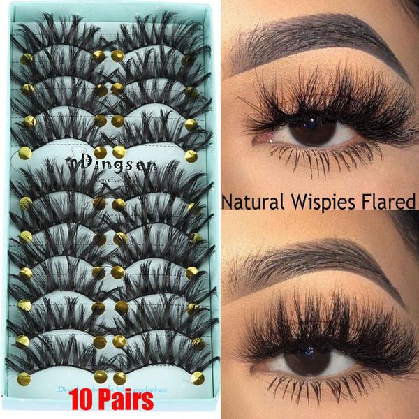 

false eyelashes 10 pairs 3d soft faux mink hair natural messy eyelash crisscross wispy fluffy lashes extension eye makeup tools