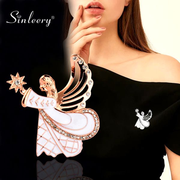 

pins, brooches sinleery unique white enamel angel wing girl brooch pins fashion women lapel pin jewelry coat accessories gifts xz070 ssi, Gray