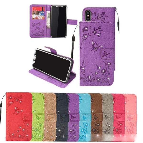 

luxury diamond wallet flip pu leather case for iphone x xs max xr 8 7 6 samung s8 s9 plus note 9 a6 a8 j4 j6 a8 2018 j3 j5 prime j7 pro