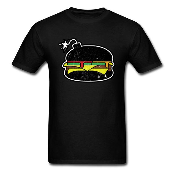 

new arrival men t shirt burger bomb cartoon funny tshirt for adults short sleeve 100% cotton clothing black white grey