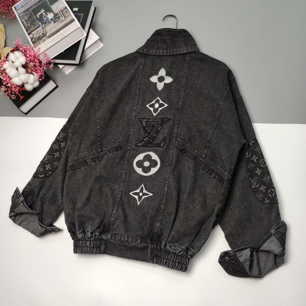

20aw new arrival luxury brands men's women's designer denim jacket louies sweatshirts cardigan jacket windbreaker, Black;brown