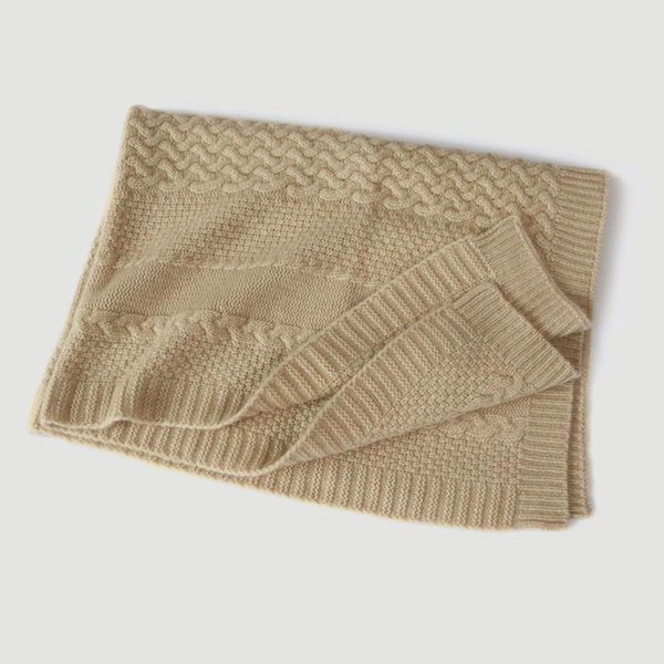 

scarves knitted cashmere blanket carpet for boy girl kids baby sleep coveing winter large warm thick bed sheet factory 75-110 cm, Blue;gray