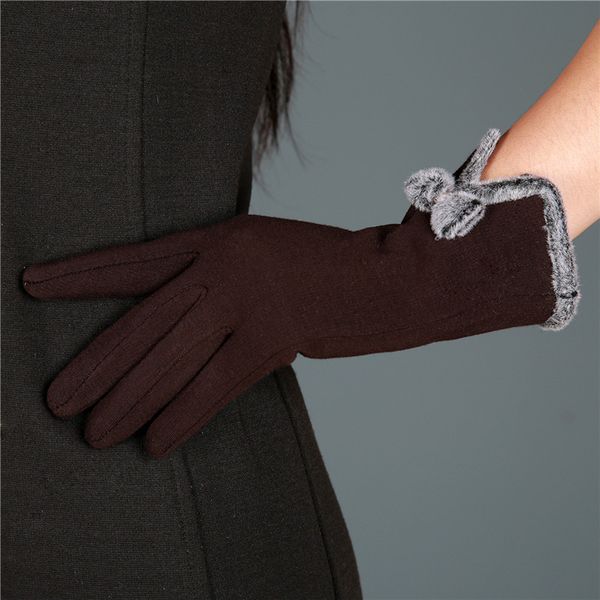 

five fingers gloves female phone touch screen wrist mittens heated, Blue;gray