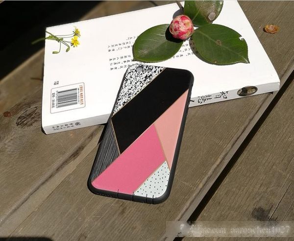 

fashion geometric splice color pattern case for iphone 8 7 6 6s plus cover ultra thin tpu pc 3d matte marble stone phone cases