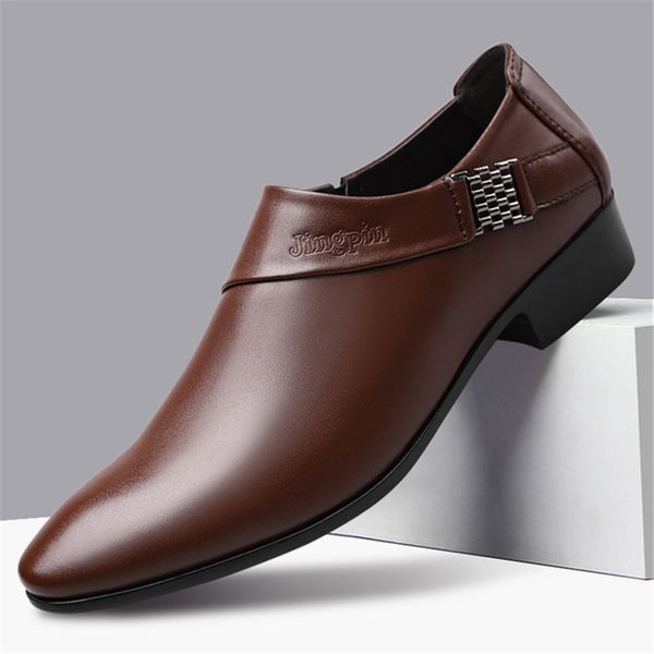 

dress shoes pu leather fashion men business loafers pointy black oxford breathable formal wedding 2021