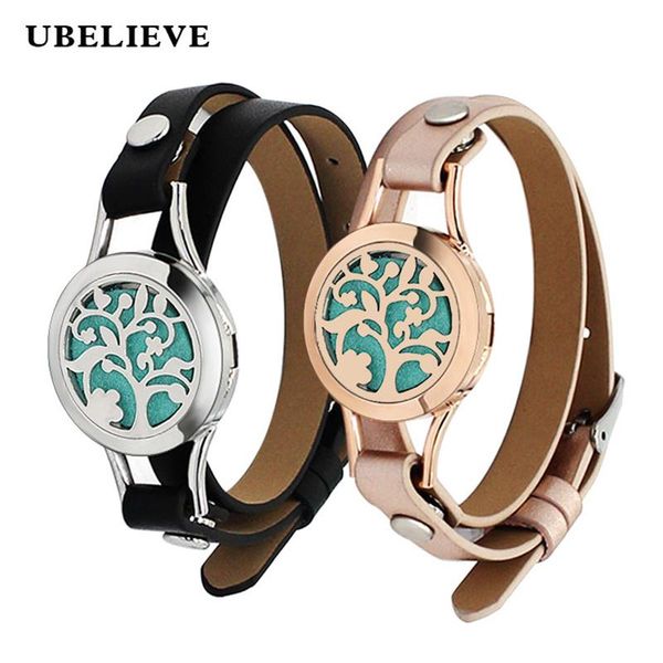

25mm stainless steel essential oil diffuser bangles leather bracelet women locket with complimentary pads, Black