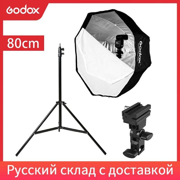

light stands & booms godox 80cm 31.5" octagon umbrella softbox 200cm stand shoe bracket kit for speedlite flash