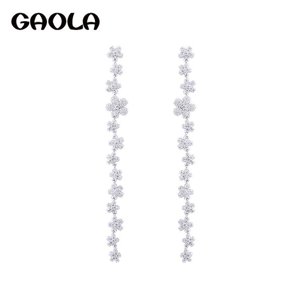 

dangle & chandelier gaola clear cubic zirconia long exaggerated flower earring for women gle6564y, Silver