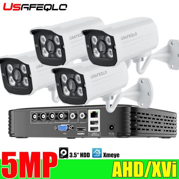 

usafeqlo 4ch 2mp 5mp 5in1 ahd dvr kit cctv system 4pcs ahd waterproof/ camera security surveillance set email alarm